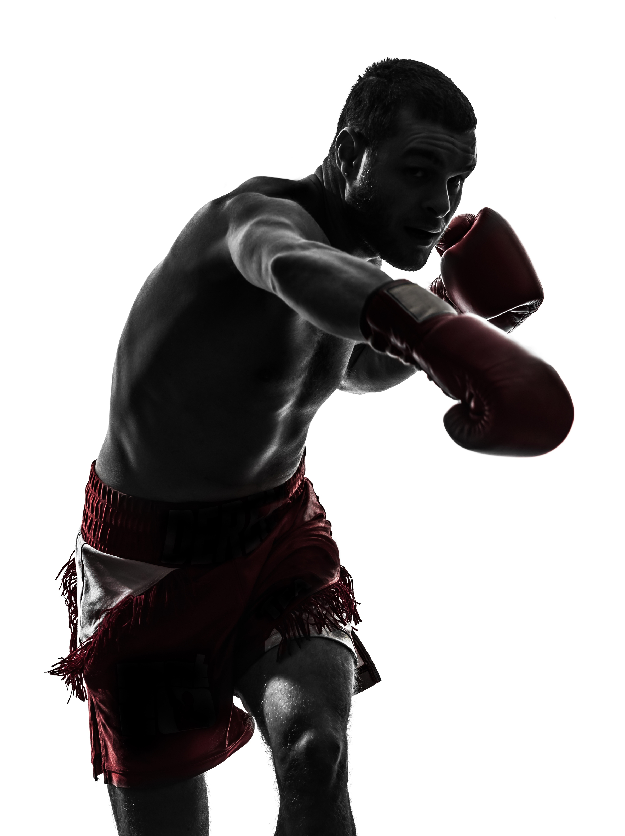 Boxeador em posição de golpe